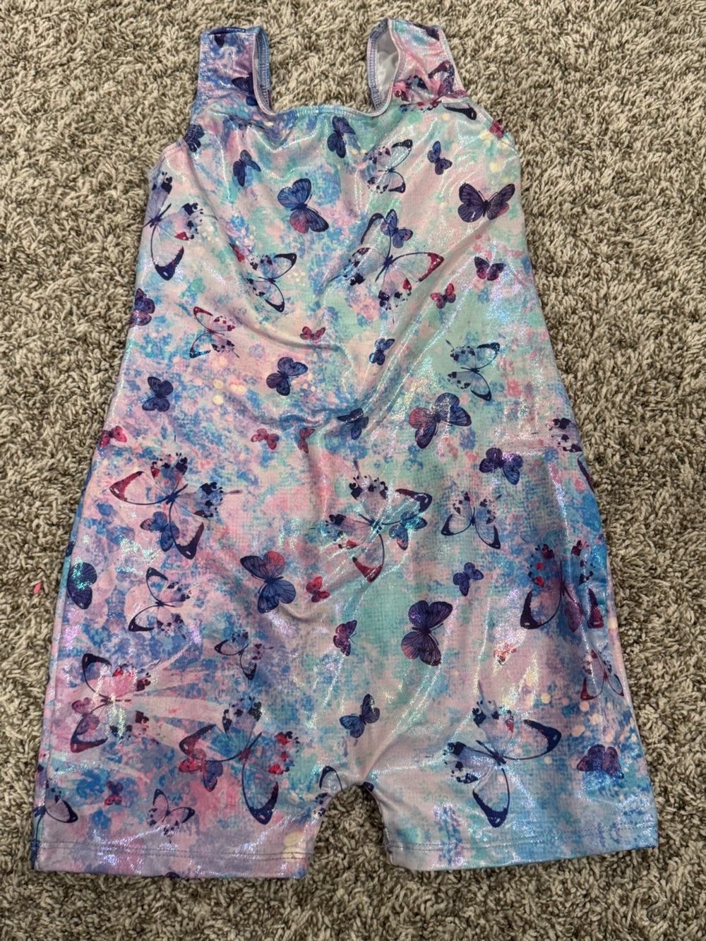 Girls Glitter Butterfly Print Leo- Pink Blue